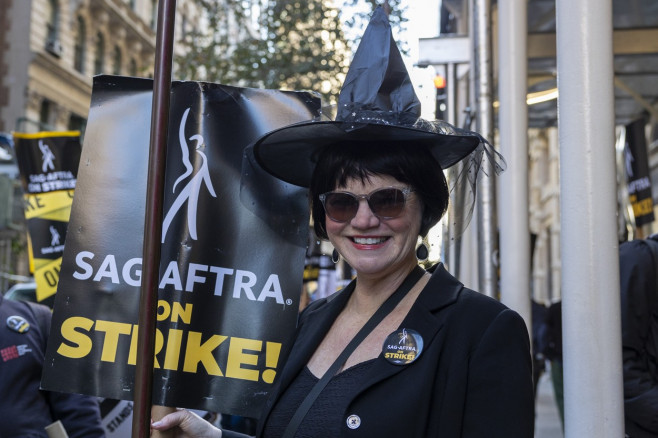 SAG-AFTRA Picket Line At Netflix/Warner Bros. Discovery on Halloween