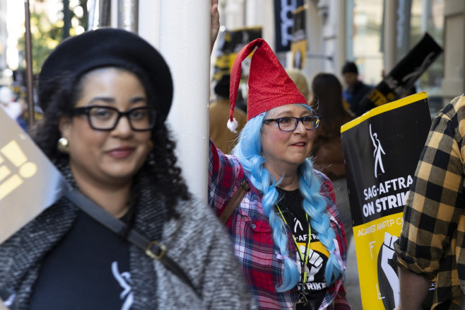 SAG-AFTRA Picket Line At Netflix/Warner Bros. Discovery on Halloween