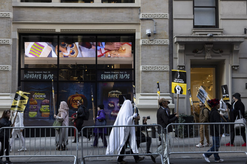 SAG-AFTRA Picket Line At Netflix/Warner Bros. Discovery on Halloween