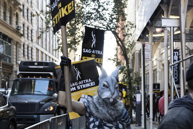 SAG-AFTRA Picket Line At Netflix/Warner Bros. Discovery on Halloween