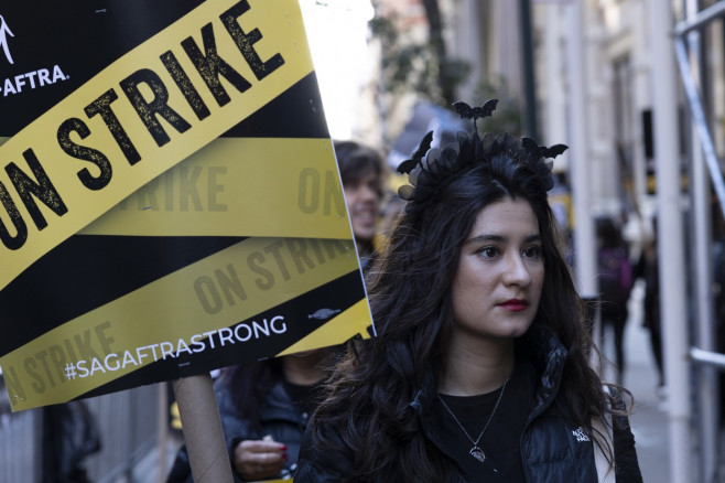 SAG-AFTRA Picket Line At Netflix/Warner Bros. Discovery on Halloween