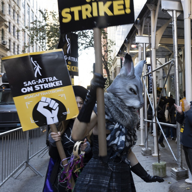 SAG-AFTRA Picket Line At Netflix/Warner Bros. Discovery on Halloween