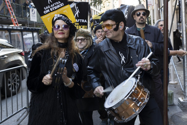 SAG-AFTRA Picket Line At Netflix/Warner Bros. Discovery on Halloween