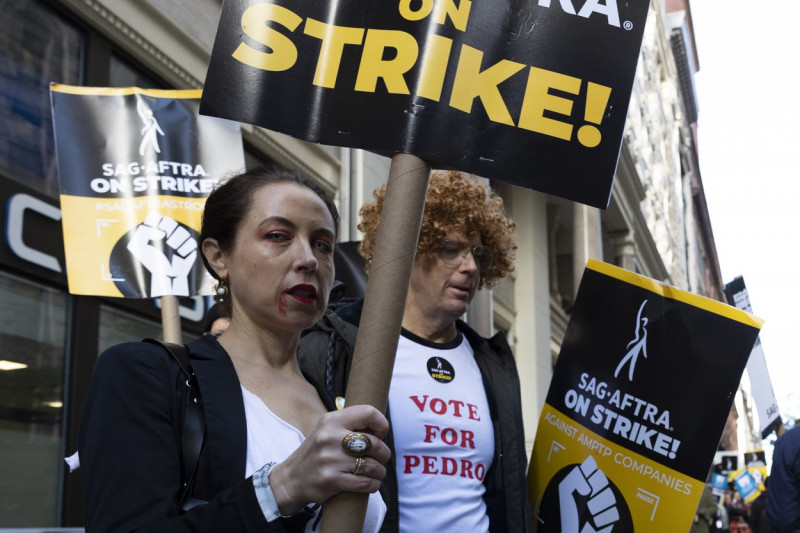 SAG-AFTRA Picket Line At Netflix/Warner Bros. Discovery on Halloween