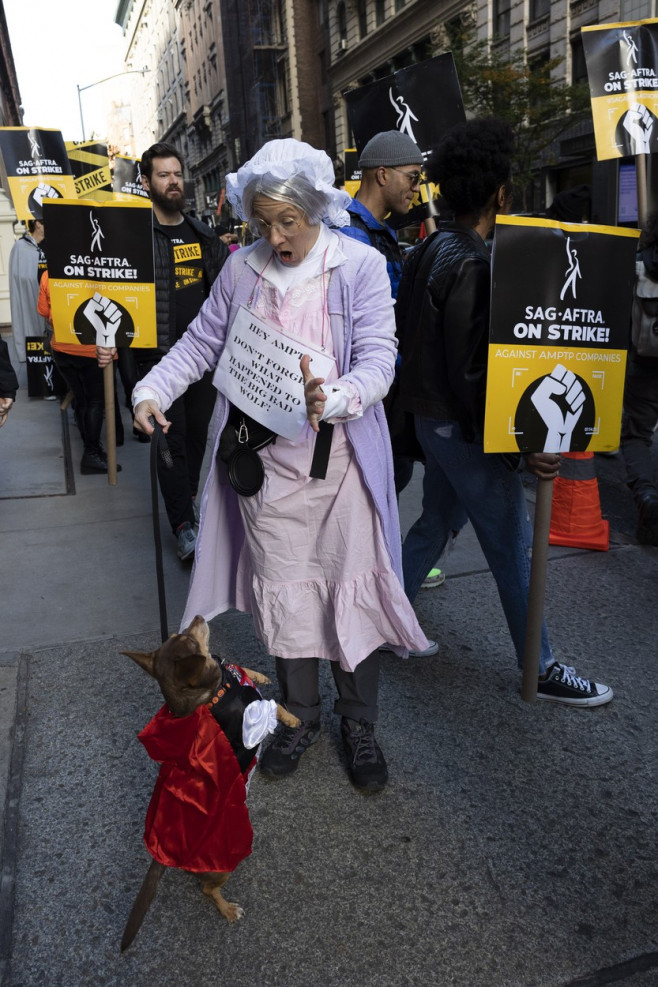 SAG-AFTRA Picket Line At Netflix/Warner Bros. Discovery on Halloween