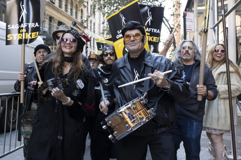 SAG-AFTRA Picket Line At Netflix/Warner Bros. Discovery on Halloween