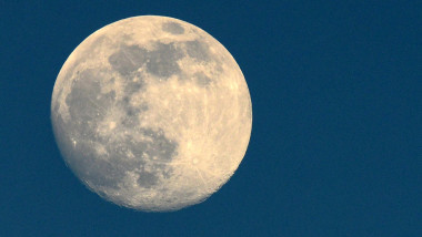 Waxing moon in the evening sky, Mnichovo Hradiste, Czech Republic - 25 Apr 2021