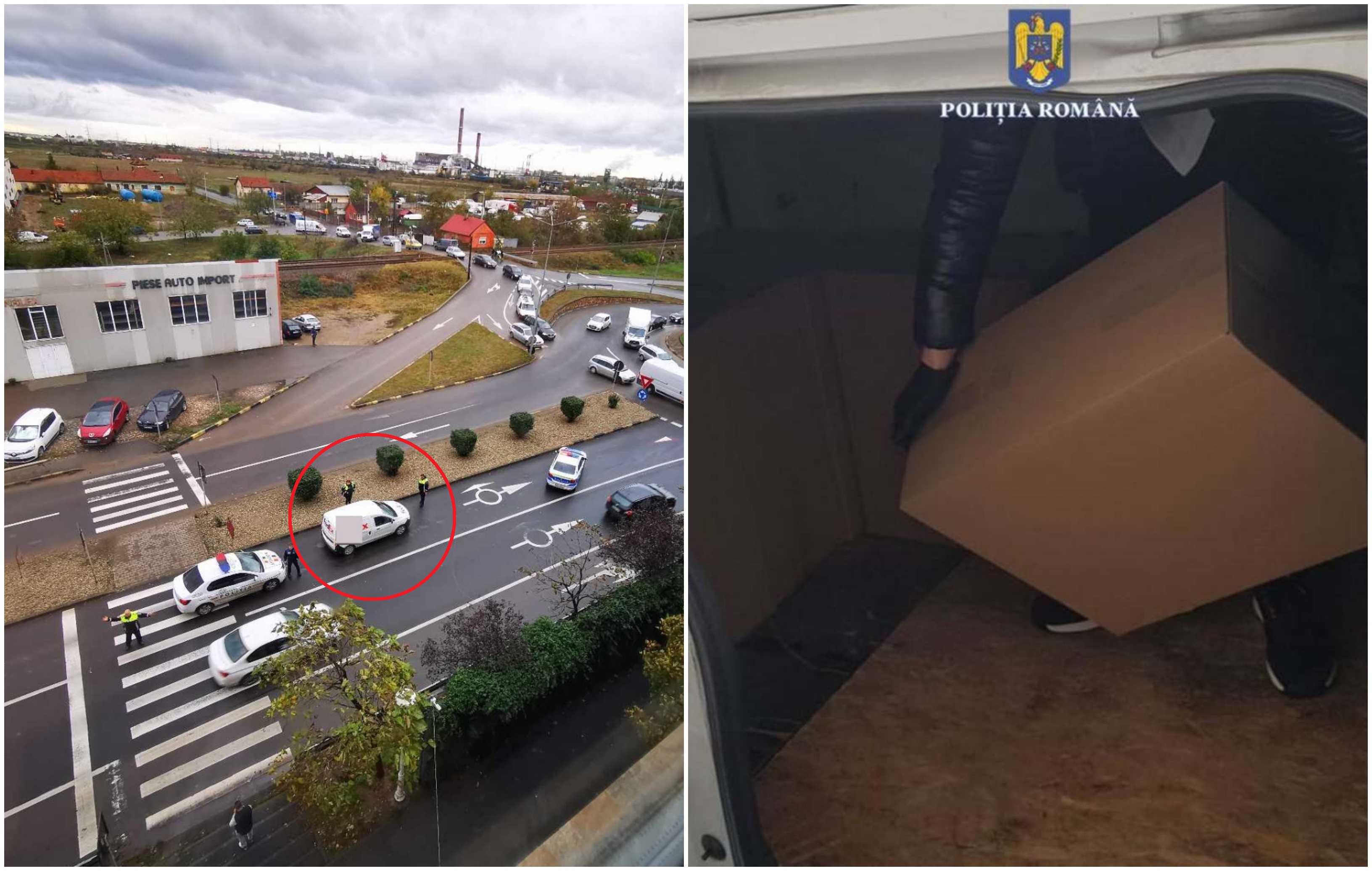 Contrabandă cu tigări prin curier, în Oradea. Momentul în care angajatul firmei este blocat în trafic de polițiști