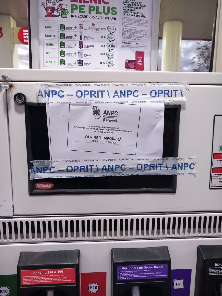 Cum "se fura la pompă" la o stație de de carburanţi Lukoil din Ciolpani. Unitatea a fost închisă și amendată