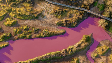 Apa lacului-rezervație naturală Kealia din Hawaii s-a colorat într-un roz strălucitor