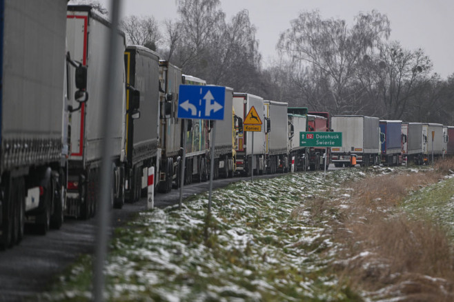 Trucks On Strike Pile Up At Polish-Ukraine Border