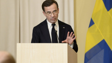 Swedish Prime Minister Ulf Kristersson (in picture) and Finnish Prime Minister Petteri Orpo during a joint press confere