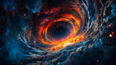 Ilustrație cu o gaură neagră super-masivă