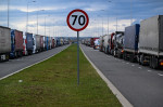 Queue of trucks to the border with Ukraine