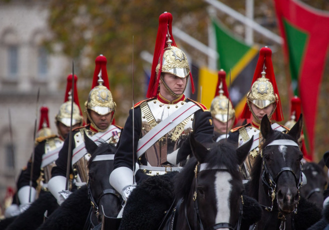 Mounted Guards Lead The Way To The Royal Carriages Of King Charles III On The Mall