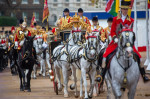 Mounted Guards Lead The Way To The Royal Carriages Of King Charles III On The Mall