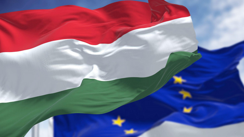 steagurile ungariei si al uniunii europene in vant