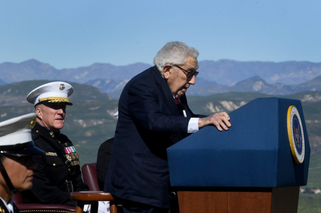 CA: Henry Kissinger participates at the Reagan's 112th birthday celebration