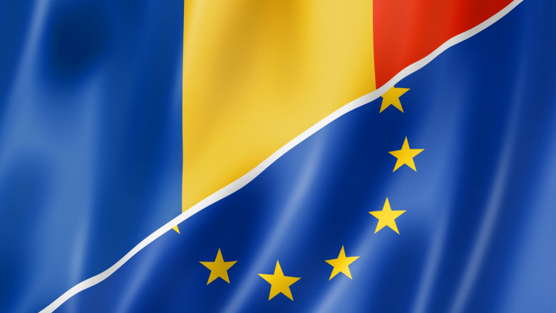 Romania and Europe flag