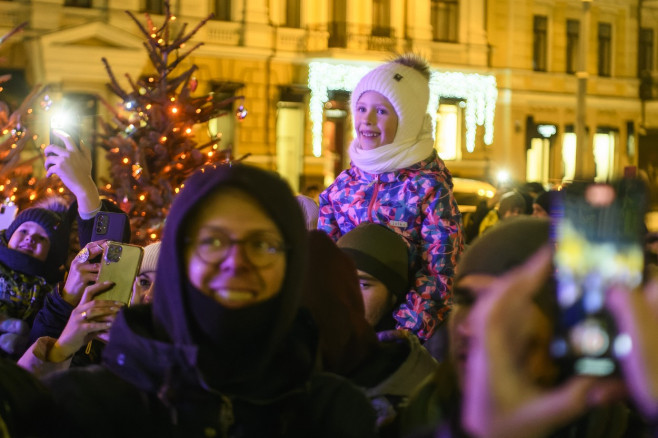 Christmas Tree At The Sofiyska Square In Kyiv