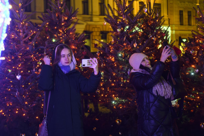 Christmas Tree At The Sofiyska Square In Kyiv