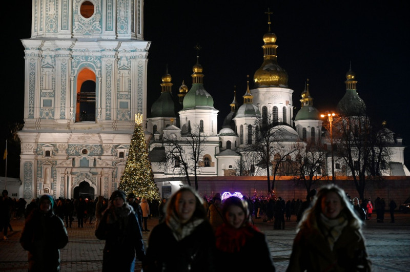 Christmas Tree on Sofiivska Square, Kyiv, Ukraine - 6 Dec 2023