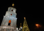 A Christmas tree seen installed at Sofiyivska Square in Kyiv, Ukraine - 06 Dec 2023