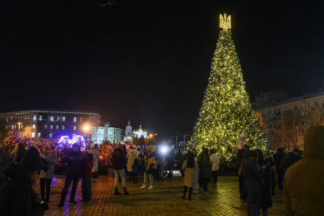 Christmas Tree At The Sofiyska Square In Kyiv