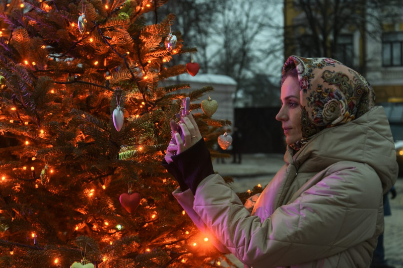 Christmas Tree At The Sofiyska Square In Kyiv