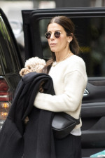 EXCLUSIVE: Sandra Bullock seen carrying her pooch, Sweetie, in the West Village, NYC
