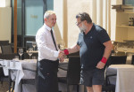 EXCLUSIVE: Russell Crowe is seen out to lunch with girlfriend Britney Theriot at Pierluigi Restaurant in Rome