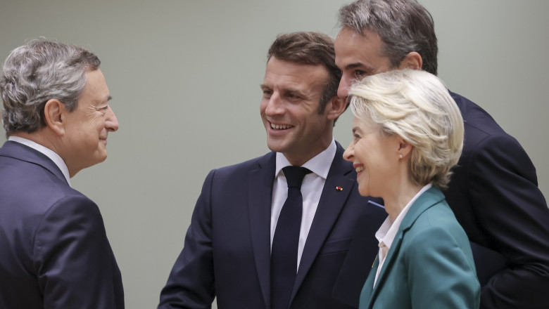 mario draghi emmanuel macron ursula von der leyen