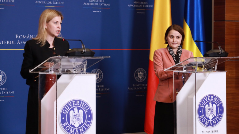 Luminița Odobescu si Olga Stefanişina la declaratii comune