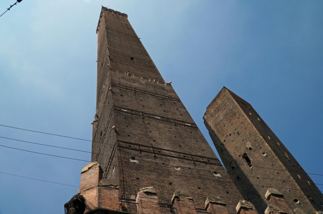 Asinelli and Garisenda towers in Bologna, Italy.