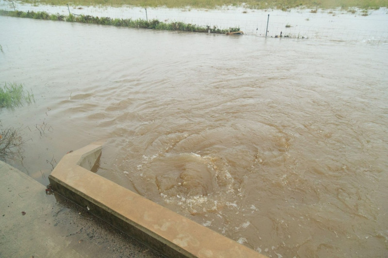 Storm water drains overflow after flooding brought by Tropical Cyclone Jasper in the northern beaches suburb of Holloways Beach in Cairns. Tropical Cyclone Jasper made landfall over the Cairns region as a Category 2 System on Wednesday 13 December, bringi