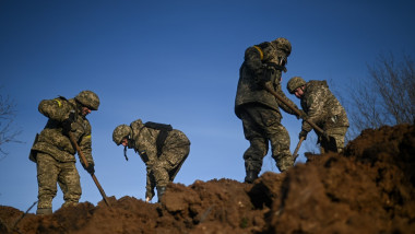 Ukraine: Members of the Ukrainian Armed Forces build and occupy new defensive trenches and fighting positions in the Donetsk Region of Ukraine.