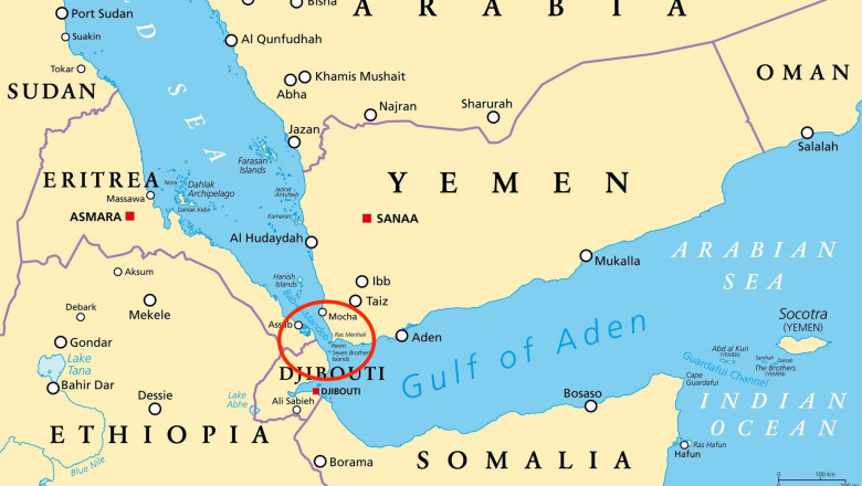 Gulf of Aden area, political map. Deepwater gulf between Yemen, Djibouti, the Guardafui Channel, Socotra and Somalia, connecting the Arabian Sea through the Bab-el-Mandeb strait with the Red Sea