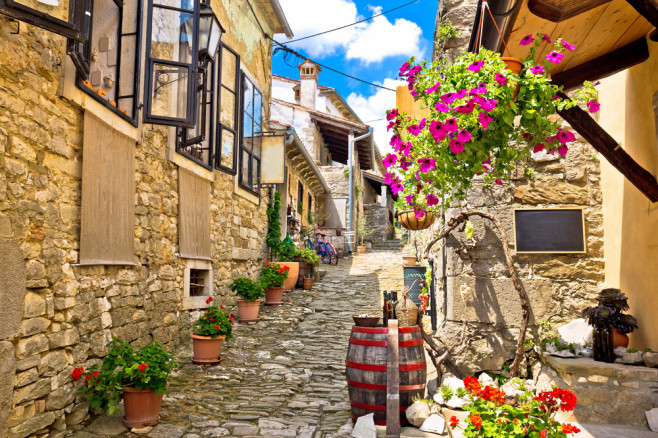 Town,Of,Hum,Colorful,Old,Stone,Street,,Istria,,Croatia