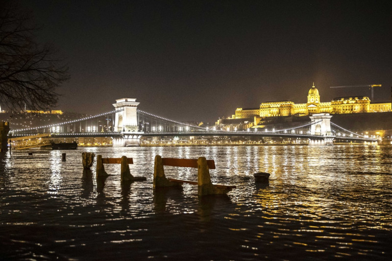 Danube River overfloods in Budapest