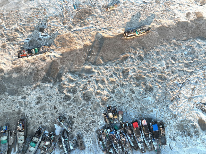 Sea Ice Landscape in Lianyungang, China - 21 Dec 2023