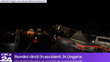 Accident grav în Ungaria, pe autostrada M5 Szeged - Budapesta, în care au fost implicate două microbuze înmatriculate în România.