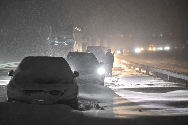 Winter storm hits Horby, Sweden - 03 Jan 2024