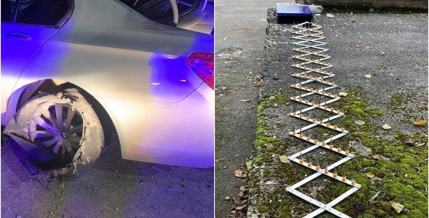 Bolid oprit cu dispozitiv tip SPIKE după ce șoferul a fugit de un filtru al polițiștilor. El a fost amendat cu suma de 6.000 de lei