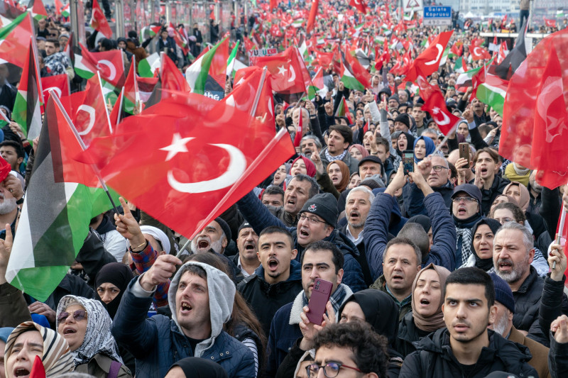 Massive Pro Palestine Protest March In Istanbul - 01 Jan 2024