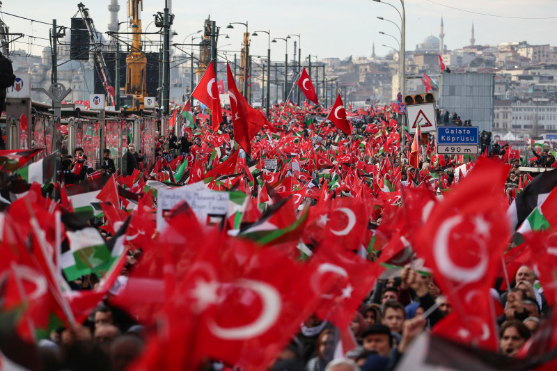 Thousands march in Istanbul for the event in support of Palestinians