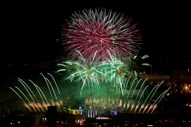 Barcelona Welcomes 2024 With Fireworks And Drones, Spain - 01 Jan 2024