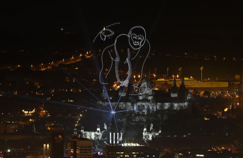 Barcelona Welcomes 2024 With Fireworks And Drones, Spain - 01 Jan 2024