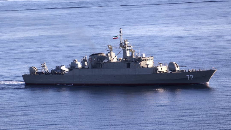 view of the Islamic Republic of Iran Navy frigate "ALBORZ" during Iran-Russia-China joint naval drills