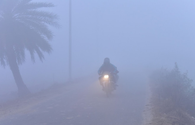 Dense Fog, Cold Waves Continues To Tighten Grip Over Delhi-NCR, New DElhi, India - 14 Jan 2024