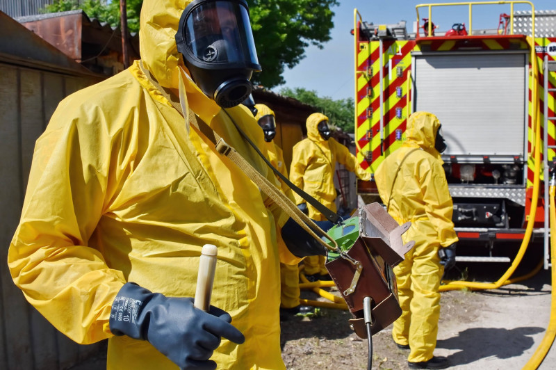 Training of radiation exposure in the event of a nuclear accident in Zaporizhzhia, Ukraine - 07 Jun 2023